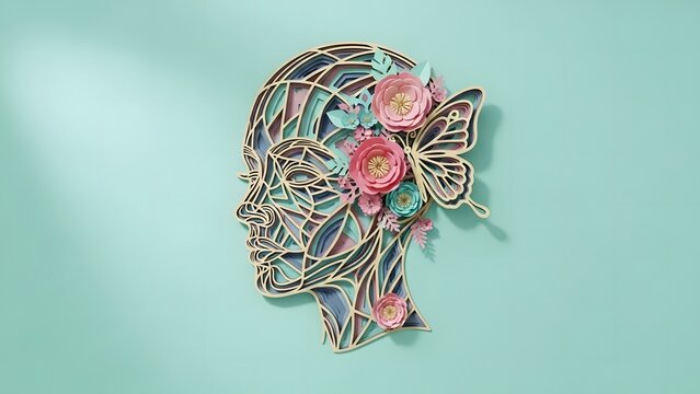 Mind in Bloom Intricate Layered Paper Art Portrait
