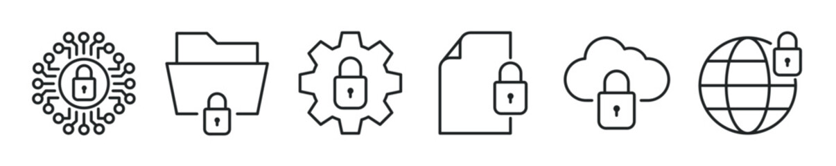 Security thin line icon set. Web minimal editable stroke icons