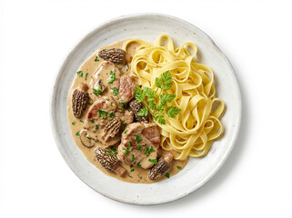 Tournedos de veau aux morilles et tagliatelles fra&icirc;ches
