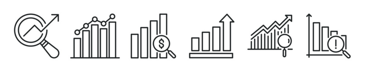 Analysis thin line icon set. Web minimal editable stroke icons