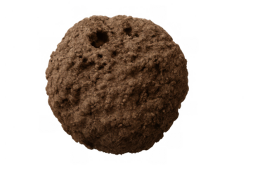 Meatball made from ground beef, cooked and prepared as a single serving of protein. Object isolated with a transparent background