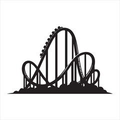 Roller Coaster Silhouette Vector Illustration &ndash; Amusement Park Ride Clipart