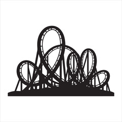 Roller Coaster Silhouette Vector Illustration &ndash; Amusement Park Ride Clipart