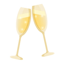 champagne glasses isolated on white background. happy new year drink celebrate.