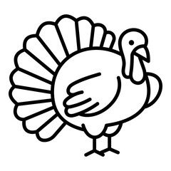 Turkey icon, symbolizing wildlife, poultry, Thanksgiving, harvest season, and festive holiday themes. Suitable for seasonal designs, cultural content, farm topics, and nature illustrations.