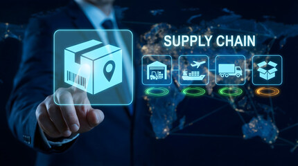 Seamless global supply chain management solution featuring futuristic technology and worldwide delivery systems that enhance business efficiency and optimize logistics
