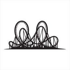 Roller Coaster Silhouette Vector Illustration &ndash; Amusement Park Ride Clipart