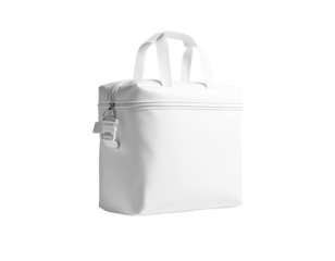 A sleek and modern white insulated bag designed for carrying food and beverages conveniently and stylishly