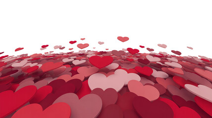 Romantic hearts floating upward create a dreamy love landscape, perfect for Valentine's Day cards, wedding invitations, anniversary graphics, and love themed designs.