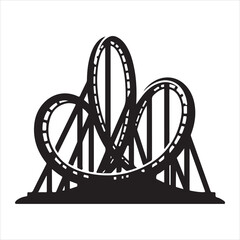 Roller Coaster Silhouette Vector Illustration &ndash; Amusement Park Ride Clipart
