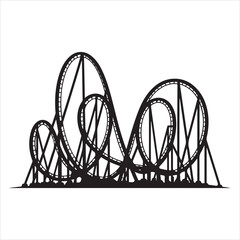 Roller Coaster Silhouette Vector Illustration &ndash; Amusement Park Ride Clipart