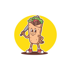 mascot shawarma with baseball outfit good for sticker, badge, element design, print design, etc