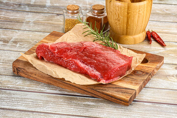 Raw beef flesh for cooking