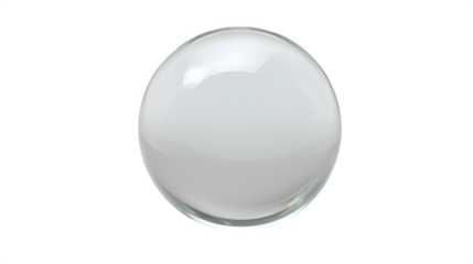 A glossy white sphere with visible reflections against a stark black background in a studio shot