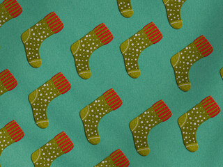 Seamless Xmas socks pattern in cozy winter style, ideal for web, blog, flyer and banner designs. Perfect for festive backgrounds, textile concepts and holiday-themed creative projects.