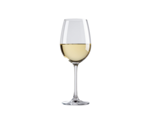 Elegant glass of white wine with a transparent background, showcasing the clarity and color of the beverage