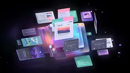 Futuristic microlearning interface with bite-sized lessons, floating UI elements, clean modern layout, soft neon accents, efficient digital learning vibe, microlearning future design - Powered by Adobe