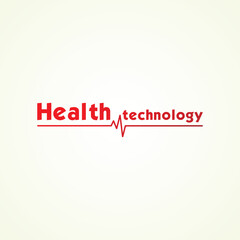Health technology text with heartbeat line representing medical innovation and digital care