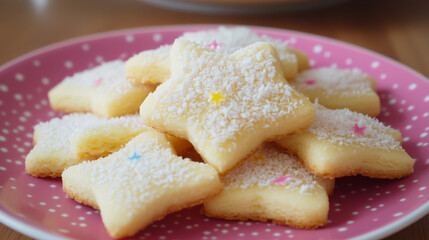 Heart-shaped cookies are beautifully arranged on a decorative plate, showcasing delightful baking and presentation