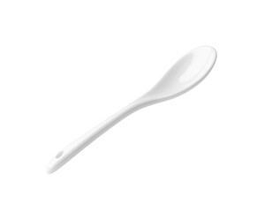 A sleek and modern white ceramic spoon with a smooth, curved design suitable for serving or cooking purposes