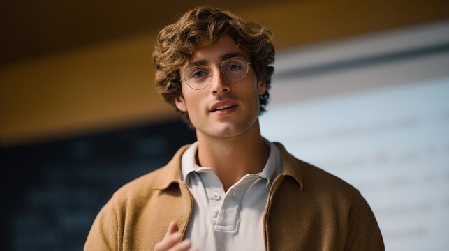 A public speaker practicing with a presentation timer projected onto a wall, pacing their movements while rehearsing in an empty auditorium — performance preparation, speech timing mastery, and