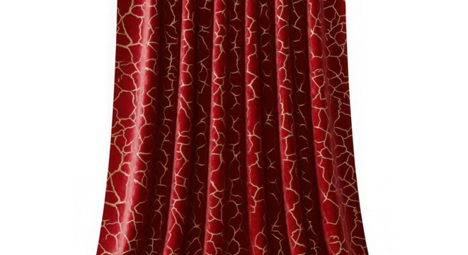 Rich red velvet curtain with a subtle gold pattern isolated on transparent background - Powered by Adobe
