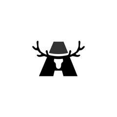 A festive Christmas deer head logo forming an alphabet shape. Clean, elegant, and decorative design perfect for holiday branding, seasonal products, winter themes, and joyful festive identity.