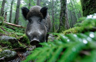 Obraz premium a wild boar in the forest