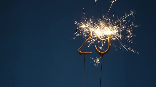 29 years celebration festive background made with Bengal fires in the form of number Twenty-nine.