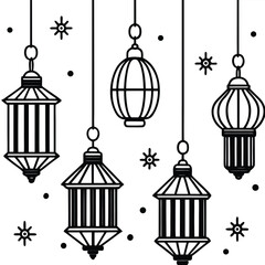 Hanging ramadan lanterns, islamic decoration concept
