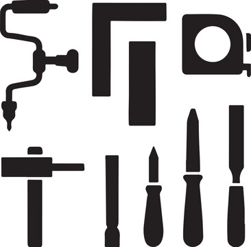 Drilling & Measuring Set Geometry Silhouette Icon Pack.eps