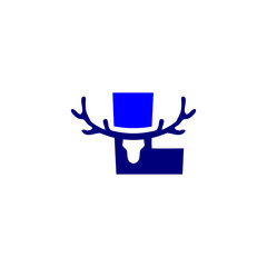 A festive Christmas deer head logo forming an alphabet shape. Clean, elegant, and decorative design perfect for holiday branding, seasonal products, winter themes, and joyful festive identity.