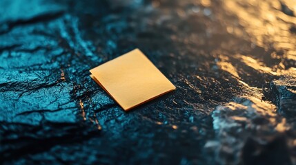 Yellow sticky notes on a dark stone surface for reminders and notes during a productive work session in an office environment