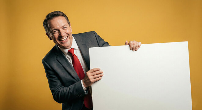 businessman with blank board