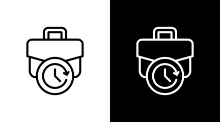 Full Time Job  White Icon Set Design