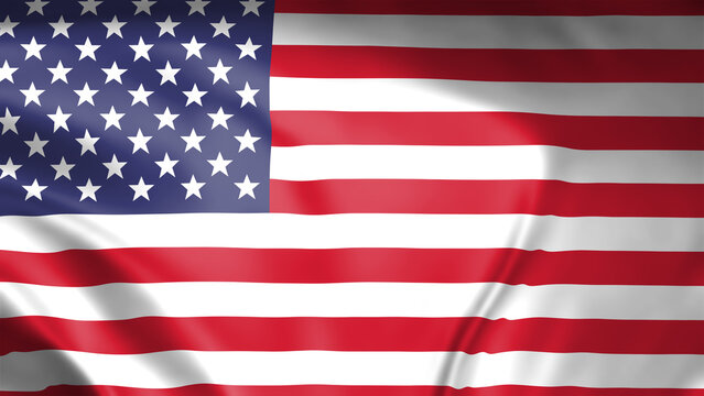 United States Flag Waving in wind isolated on black background - Powered by Adobe