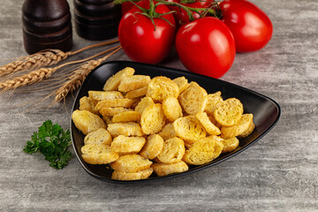 Crunchy croutons heap - roasted bread