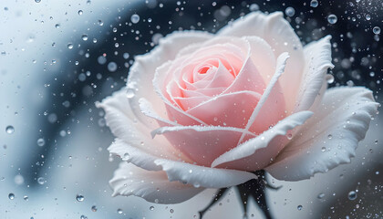 Pink rose with water drops
