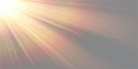 Beautiful sunset with sun rays and orange clouds in the blue sky over the sea at dusk