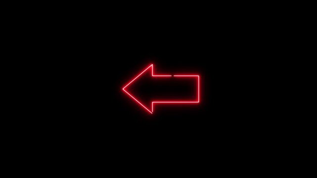 Red Neon Arrow Pointing Leftwards on Black Background left arrow direction