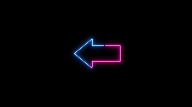 Bicolor Neon Arrow Pointing Leftwards on Black Background left arrow direction
