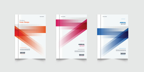 Modern corporate business annual report cover template flyer with geometric gradient design. A4 size book cover template for annual report, magazine, booklet, proposal, brochure, poster