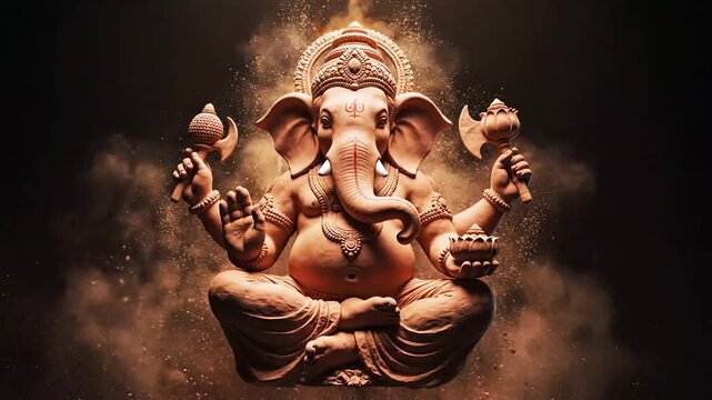 Lord Ganesha Statue Reveal Dust Explosion Hindu God Wallpaper