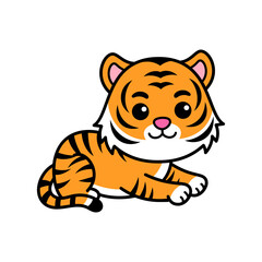 Cartoon Illustration of Lying Bengal Tiger