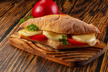 Sandwich with mozzarella and tomato