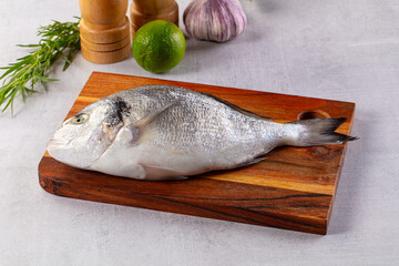 Raw fresh uncooked dorada fish