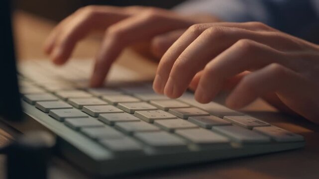 Close-Up Hands Typing on Mechanical Keyboard