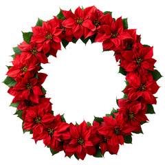 Obraz premium Bright Red Poinsettia Wreath Perfect for Holiday Decorations and Celebrations