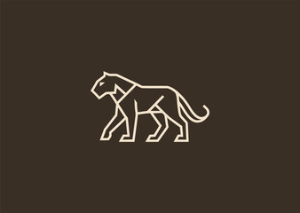 A geometric line jaguar logo created with sharp, angular strokes emphasizing its fierce eyes and sleek body, symbolizing speed, precision, and powerful agility