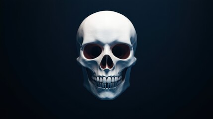 Fototapeta premium A detailed skull faces forward against a dark background, showcasing its shape and texture.